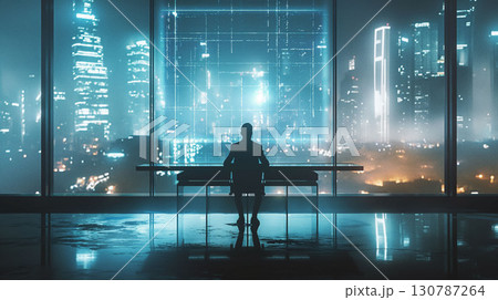 デジタル技術を駆使した近未来のビジネススタイルとデスクワーク デジタル技術を駆使した近未来のビジネススタイルとデスクワーク 130787264