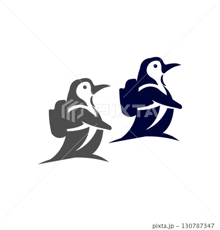 Simple penguin icon vector animal antarctic bird wildlife art vector 130787347