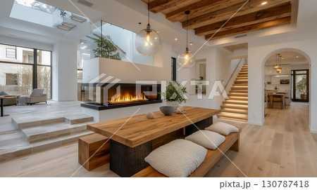 モダンリノベーションの開放的なリビング 130787418