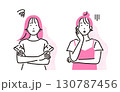 人物 悩む若い女性セット 130787456