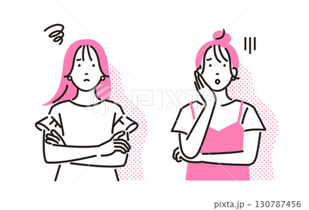人物 悩む若い女性セット 人物 悩む若い女性セット 130787456