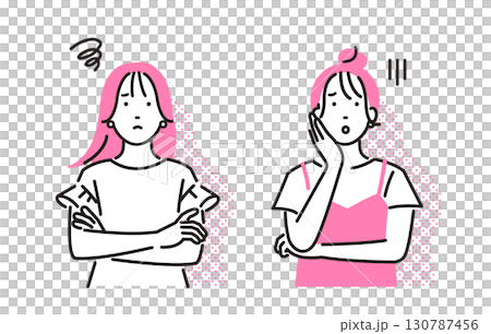 人物 悩む若い女性セット 人物 悩む若い女性セット 130787456