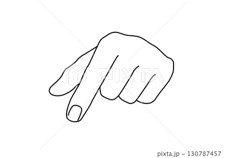 人差し指でやさしく何かを指さしている片手のシンプルな線画ベクターイラスト 130787457