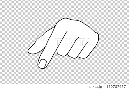人差し指でやさしく何かを指さしている片手のシンプルな線画ベクターイラスト 130787457