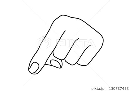 相手に人差し指で何かを指さしている片手のシンプルな線画ベクターイラスト 130787458