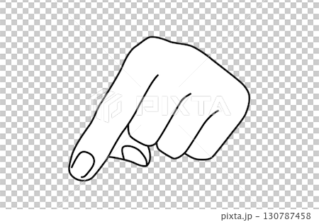 相手に人差し指で何かを指さしている片手のシンプルな線画ベクターイラスト 130787458