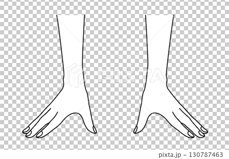 Simple line drawing vector illustration of hands aligned at the starting line Simple line drawing vector illustration of hands aligned at the starting line 130787463