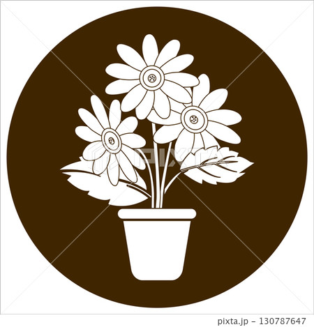 blooming flowers with leaves 130787647