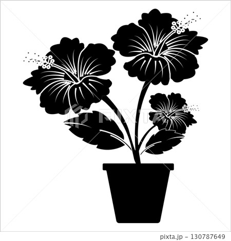 blooming flowers with leaves 130787649