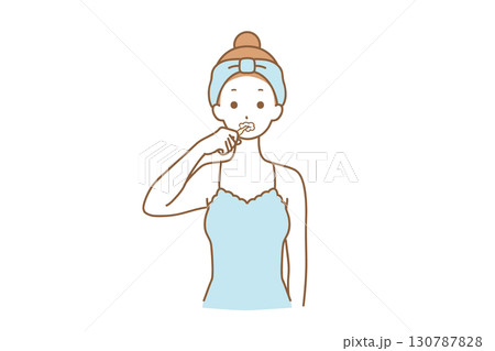 歯を磨く女性のイラスト素材 [130787828] - PIXTA