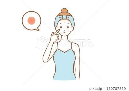 ニキビに悩む女性 ニキビに悩む女性 130787830