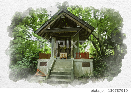 水彩画風　卯辰三社　愛宕神社　石川県金沢市 130787910
