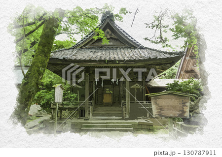 水彩画風　卯辰三社　卯辰神社（卯辰天満宮）　石川県金沢市 130787911