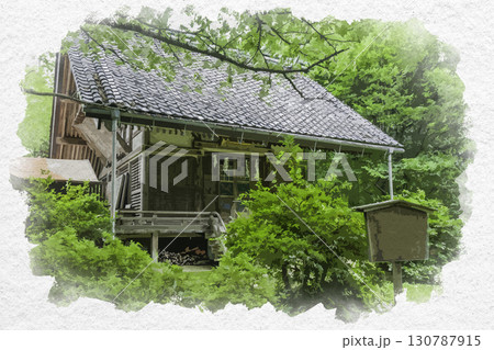 水彩画風　卯辰三社　豊国神社　石川県金沢市 130787915