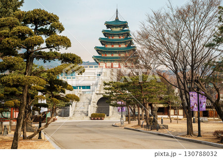 Pagoda of the National Folk Museum of Korea in Seoul, South Korea 130788032