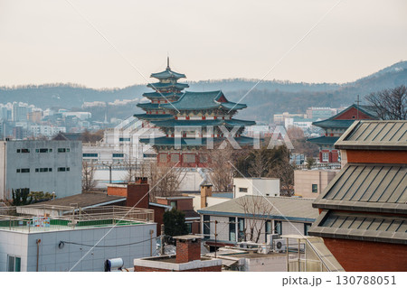 Pagoda of the National Folk Museum of Korea Overlooking Seoul Cityscape Pagoda of the National Folk Museum of Korea Overlooking Seoul Cityscape 130788051
