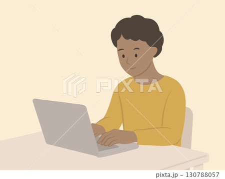 パソコンをしている外国人男性のイラスト 130788057