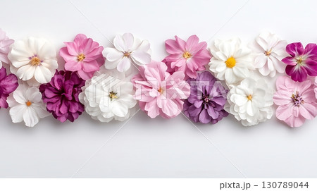 Vibrant Floral Arrangement with Mixed Colors on a Light Background for Decorative Use 130789044
