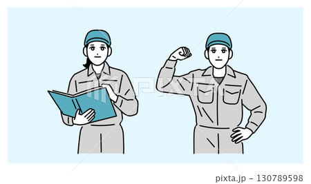 作業員の男女のイラスト 130789598