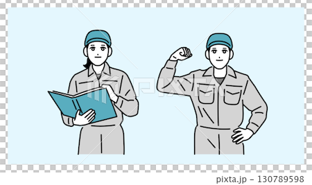 作業員の男女のイラスト 130789598
