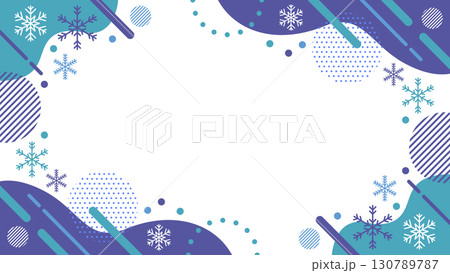 クリスマス 雪 結晶 抽象的な幾何学模様のフレーム素材 背景素材 16:9サイズ ベクター ブルー クリスマス 雪 結晶 抽象的な幾何学模様のフレーム素材 背景素材 16:9サイズ ベクター ブルー 130789787
