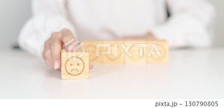 Woman show Unhappy Sad face block, Mental health Assessment, Psychology, Health Wellness, Feedback, Customer Review, Experience, Satisfaction Survey, Negative Thinking and World Mental Health day Woman show Unhappy Sad face block, Mental health Assessment, Psychology, Health Wellness, Feedback, Customer Review, Experience, Satisfaction Survey, Negative Thinking and World Mental Health day 130790805