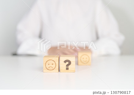 Bad Emotion face with Question block, Mental health Assessment, Psychology, Health Wellness, Feedback, Customer Review, Experience, Satisfaction Survey, Opinion, Evaluation and World Mental Health day Bad Emotion face with Question block, Mental health Assessment, Psychology, Health Wellness, Feedback, Customer Review, Experience, Satisfaction Survey, Opinion, Evaluation and World Mental Health day 130790817