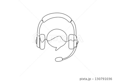 Single continuous line drawing customer support symbol. Working helping customers via phone. Helping from a distance. Job. International Customer Support Day. One line design vector illustration 130791036