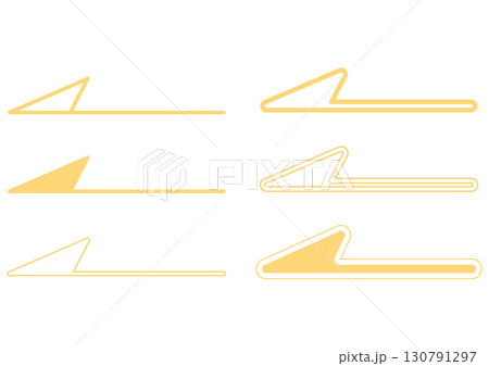 黄色の横向き矢印アイコン6種セット 130791297