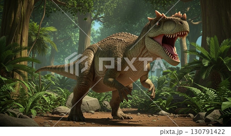 大自然を生きる一匹のティラノサウルス 130791422