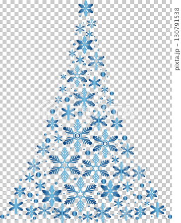 雪の結晶で作られた青いクリスマスツリー。冬の飾り、デコレーションベクター素材 130791538