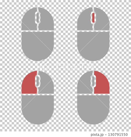 Mouse illustration showing click and scroll operations 130791550