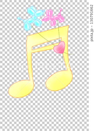 耳の長い犬の風船が付いた音符 130791662