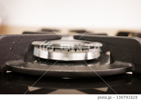 Close-up of a modern gas stove burner in the kitchen 130791828