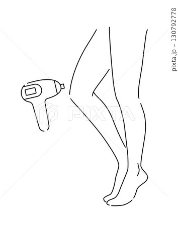 Beautiful female smooth legs. Laser and wax epilation. Hair removal. Linear logo minimalist style. Beauty body care concept. Vector design illustration. 130792778
