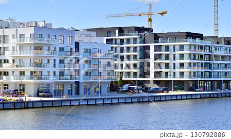 Szczecin, Poland. 16 July 2025. Historical capital of Western Pomerania, lies on the bank of the Odra River. Landscape view on city and the Odra River.  130792886