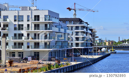 Szczecin, Poland. 16 July 2025. Historical capital of Western Pomerania, lies on the bank of the Odra River. Landscape view on city and the Odra River.  130792893