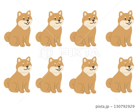かわいい柴犬のイラストセット かわいい柴犬のイラストセット 130792929