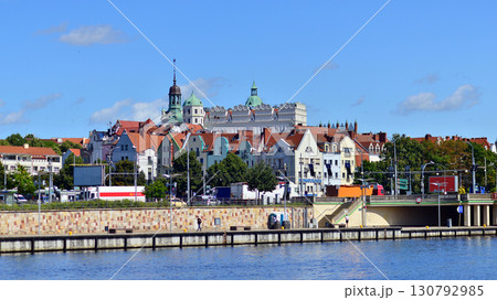 Szczecin, Poland. 16 July 2025. Historical capital of Western Pomerania, lies on the bank of the Odra River. Landscape view on city and the Odra River. Szczecin, Poland. 16 July 2025. Historical capital of Western Pomerania, lies on the bank of the Odra River. Landscape view on city and the Odra River. 130792985