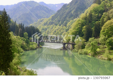 只見線・第4橋梁・トラス橋（福島県・三島町） 130793067