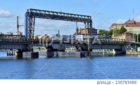 Szczecin, Poland. 16 July 2025. Railway bridge over the Odra River 130793489