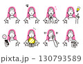 人物 若い女性の顔セット1 130793589