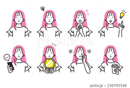 人物 若い女性の顔セット1 人物 若い女性の顔セット1 130793589