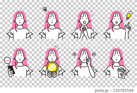 人物 若い女性の顔セット1 人物 若い女性の顔セット1 130793589