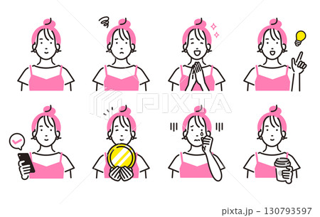 人物 若い女性の顔セット2 人物 若い女性の顔セット2 130793597