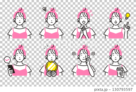 人物 若い女性の顔セット2 人物 若い女性の顔セット2 130793597