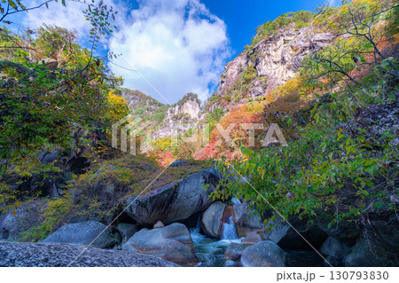 【紅葉素材】昇仙峡のシンボル覚円峰の紅葉【山梨県】 130793830