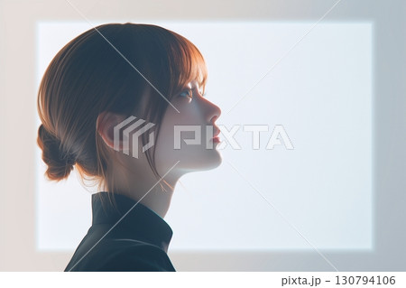 深みのあるブラウンカラーに染めた女性・ヘアカラー・ヘアサロン「AI生成画像」 130794106