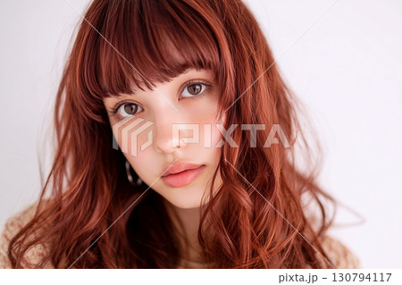 深みのあるブラウンカラーに染めた女性・ヘアカラー・ヘアサロン「AI生成画像」 深みのあるブラウンカラーに染めた女性・ヘアカラー・ヘアサロン「AI生成画像」 130794117