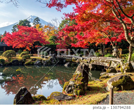 【AI生成画像】富士山と日本庭園のコラボ 【AI生成画像】富士山と日本庭園のコラボ 130794288